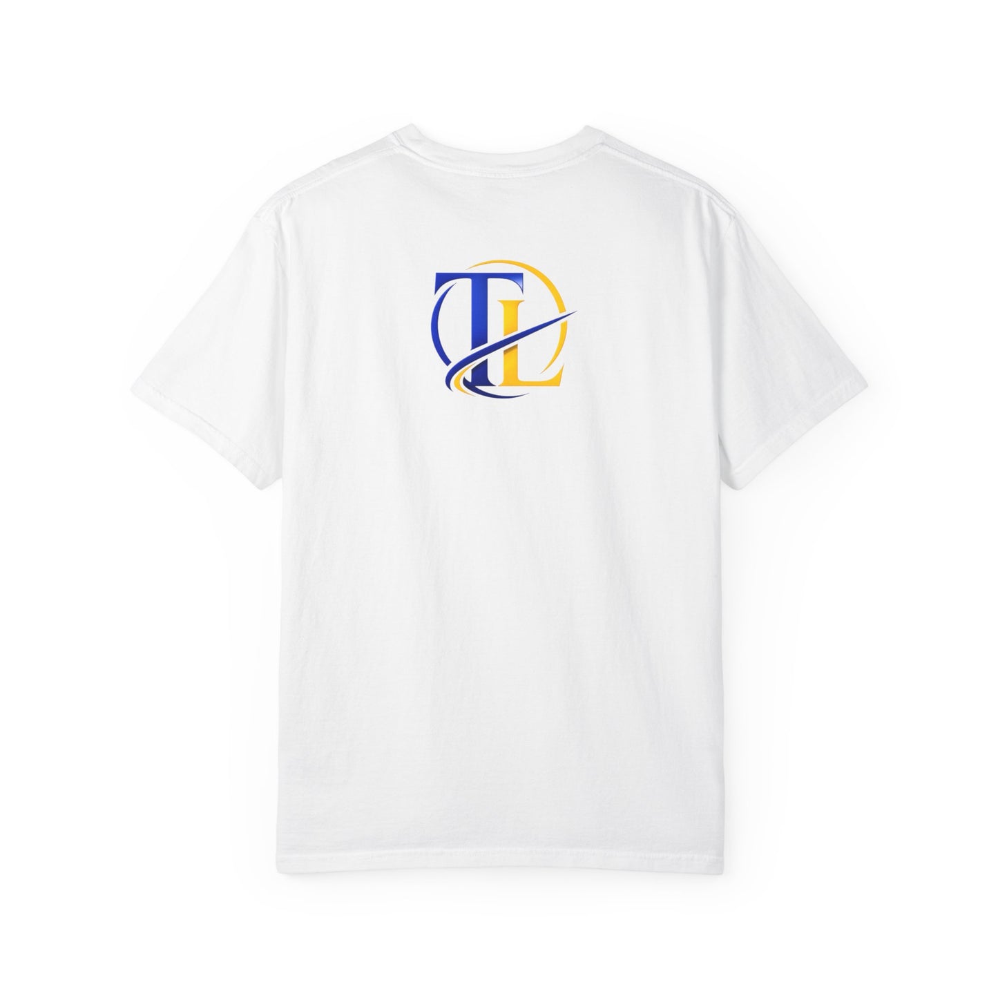 Camiseta de algodón premium TUSHLIFE de estilo casual, en color blanco, con cuello redondo y diseño simple.