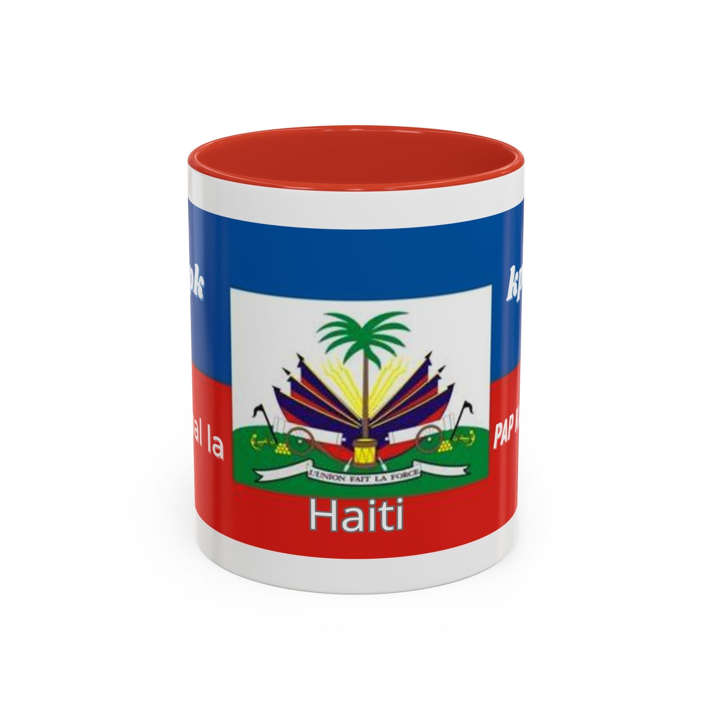 Taza de cerámica con diseño de canal haitiano La Pap Kanpe, ideal para café o té, decorativa y para oficina.