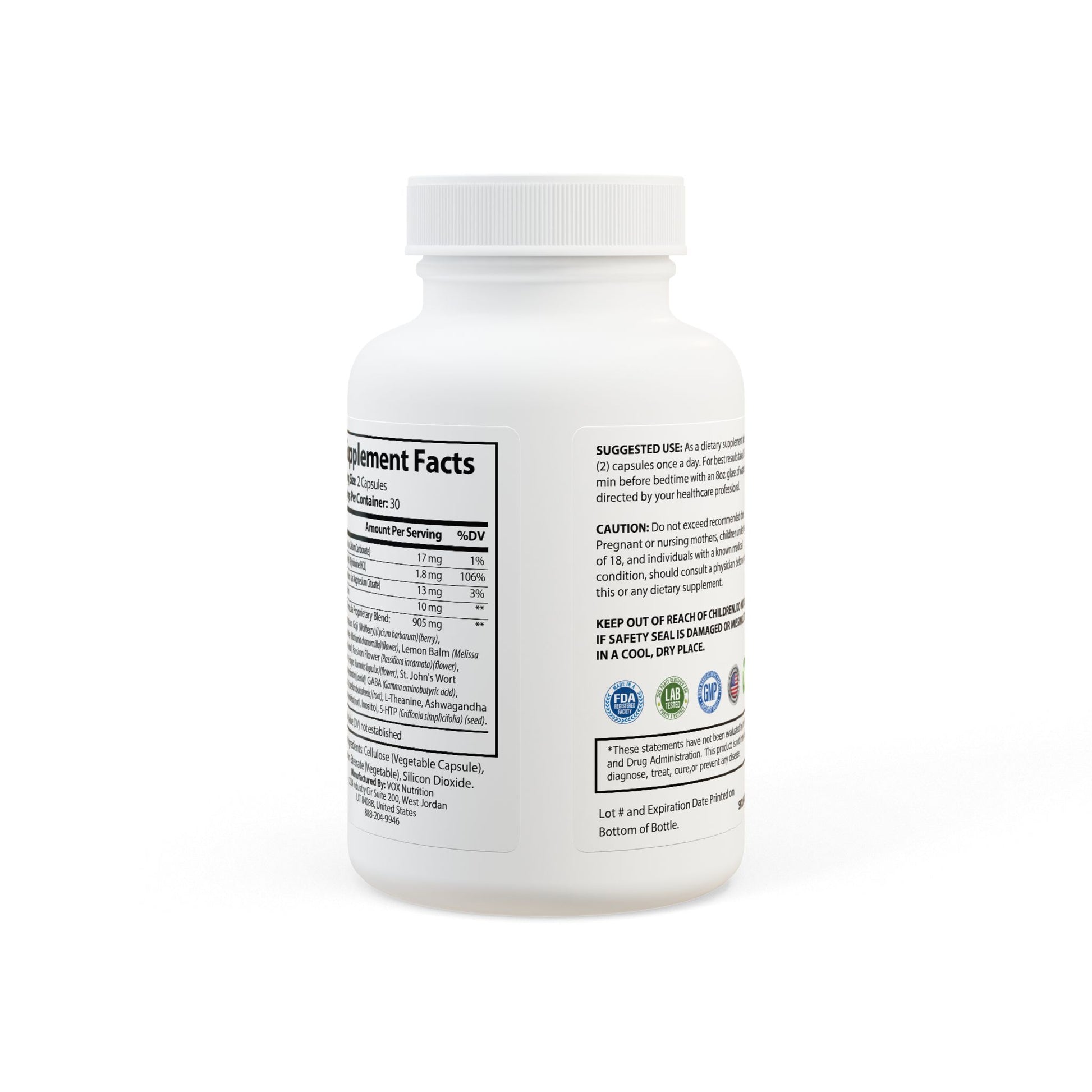 Suplemento alimenticio Tushlife de RJ-Solutions, cápsulas para dormir profundamente y relajar sin hábito, en frasco de 60 cápsulas