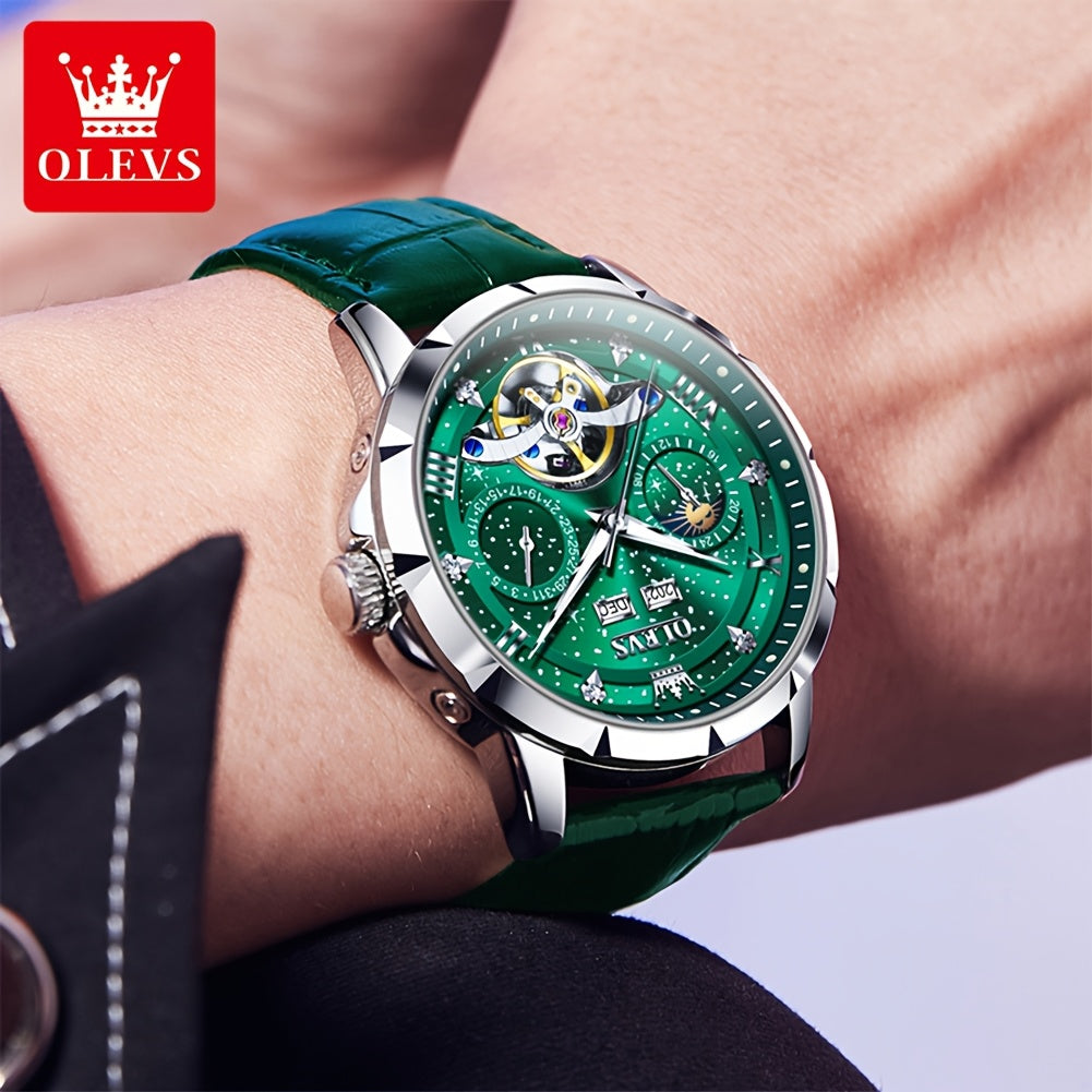 Reloj automático para hombres Dreamblue, esfera luminosa de acero inoxidable, estilo clásico y casual, sin batería, mecánico.