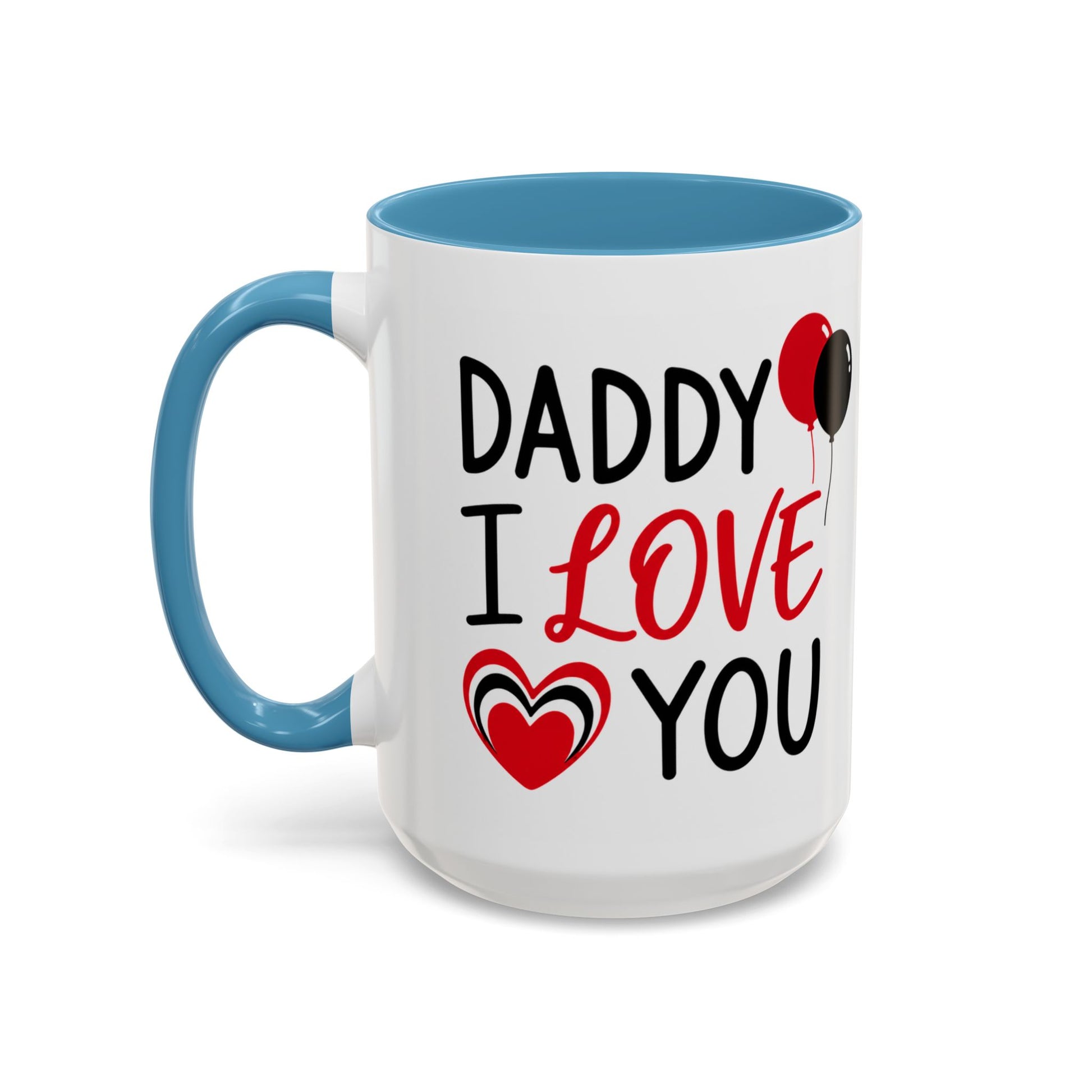 Taza de café Printify con mensaje "Daddy I Love You" en tamaño de 11 oz, ideal para el Día del Padre, con diseño en colores claros