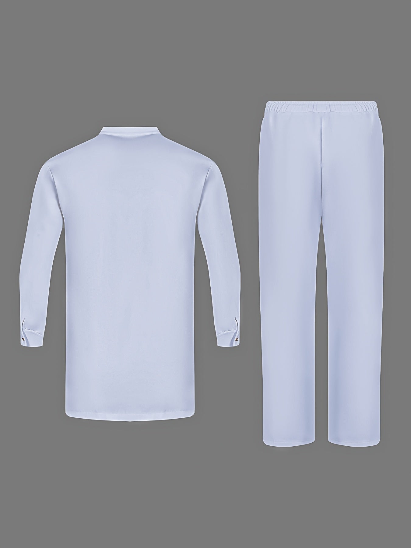 Conjunto de hombre Dashiki blanco de 2 piezas con cuello especial, camisa de manga larga y pantalones ajustados, estilo africano para eventos.