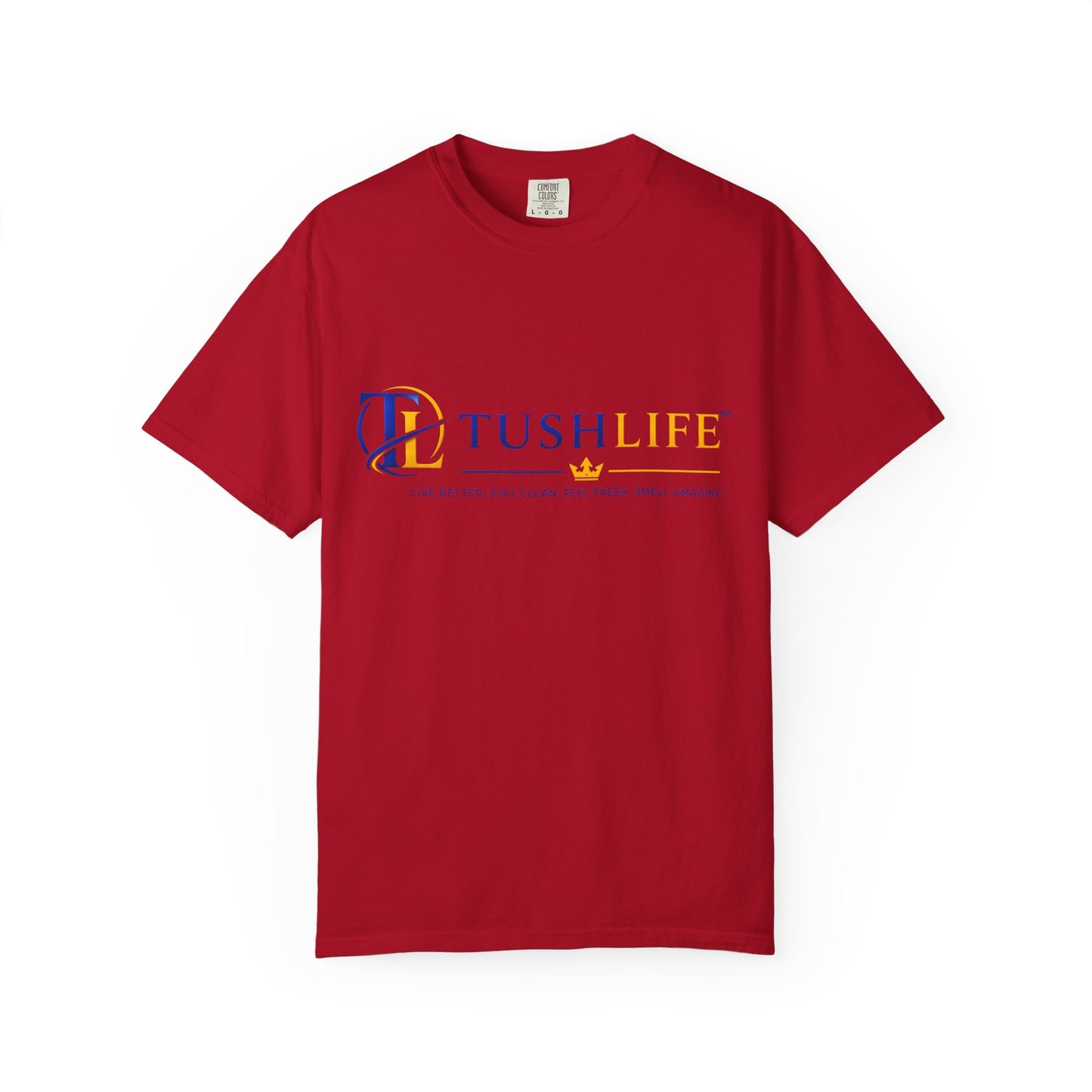 Camiseta de algodón premium TUSHLIFE, camiseta básica y cómoda para uso diario, vista frontal en color blanco con cuello redondo.