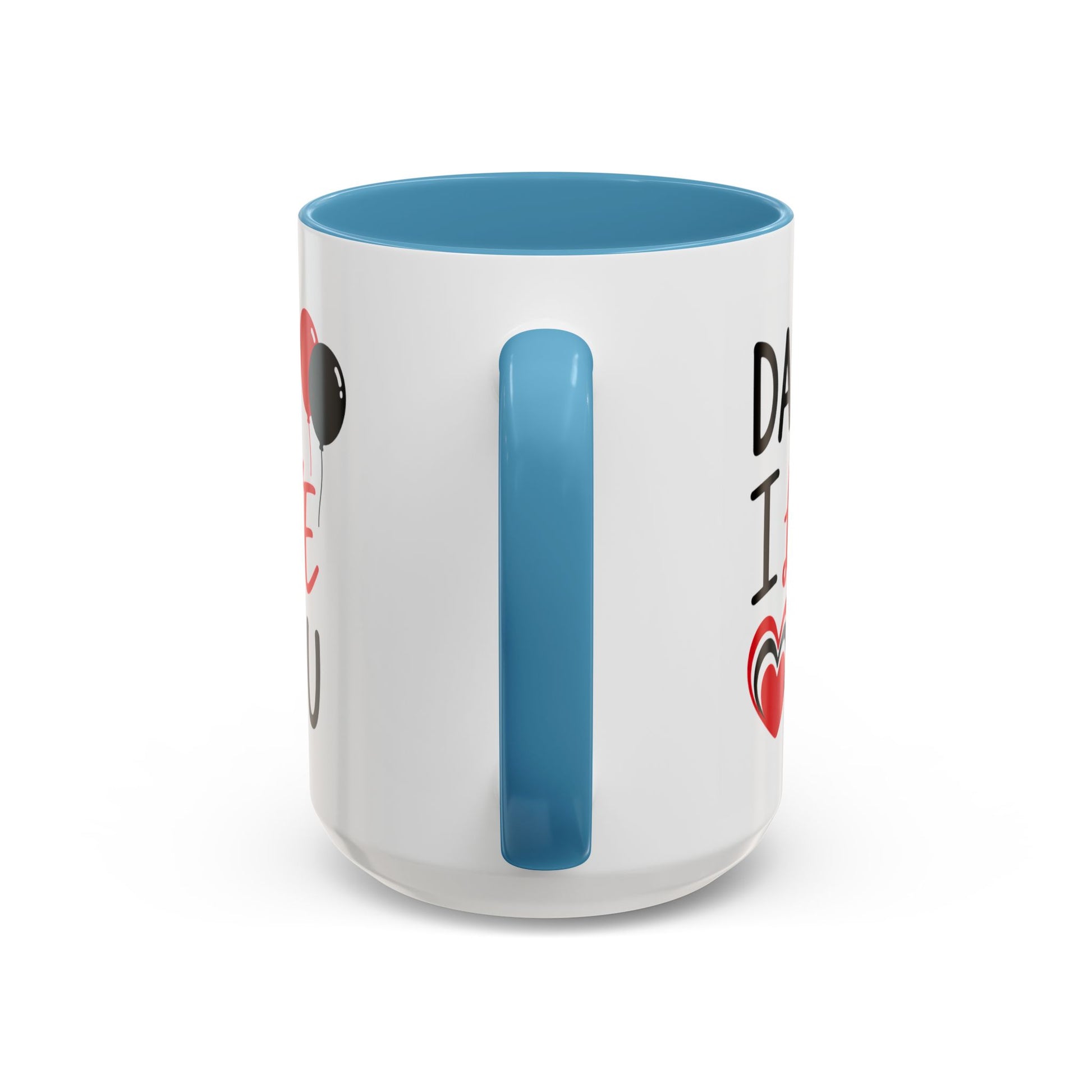 Taza de café Printify "Daddy I Love You" de 11 oz, diseño de acento para regalo del Día del Padre, vista frontal.