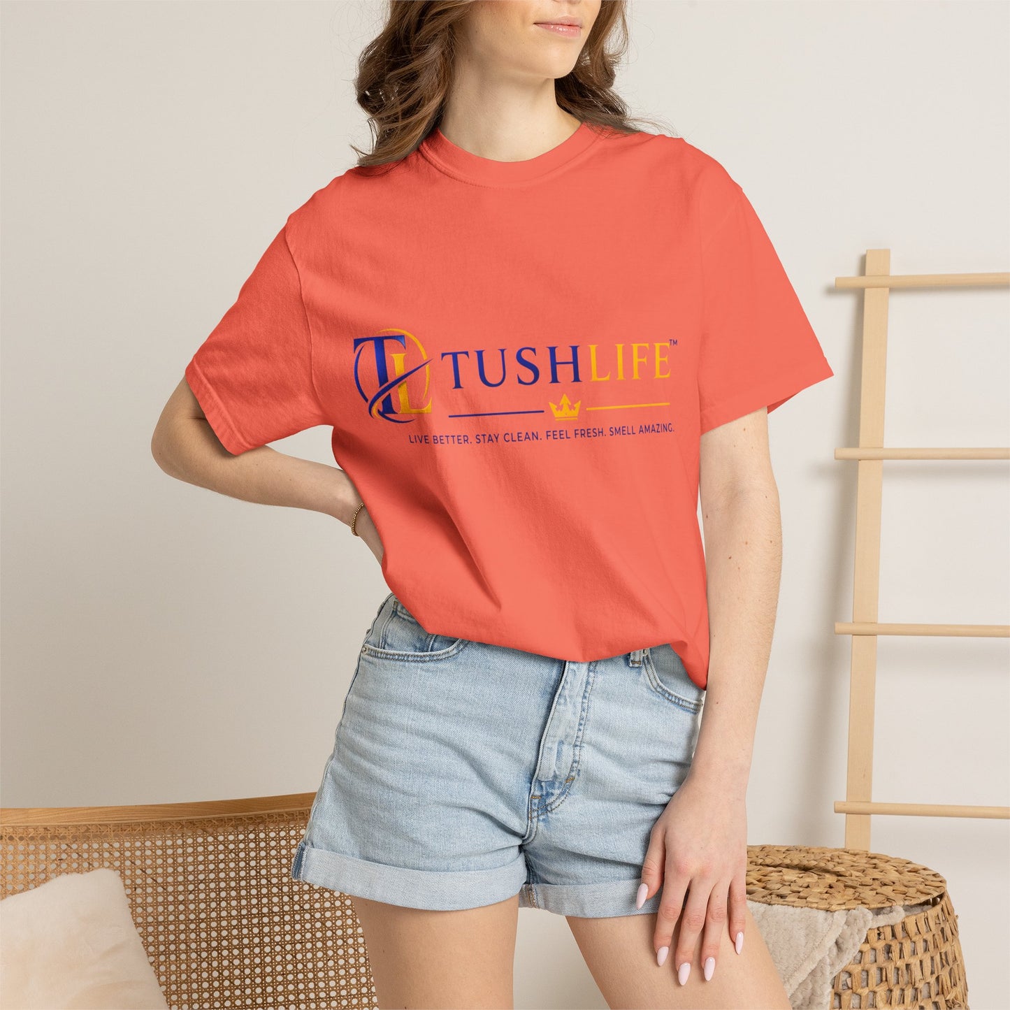 Camiseta de algodón premium TUSHLIFE, camiseta cómoda para uso diario, impresión de alta calidad, estilo casual y moderno