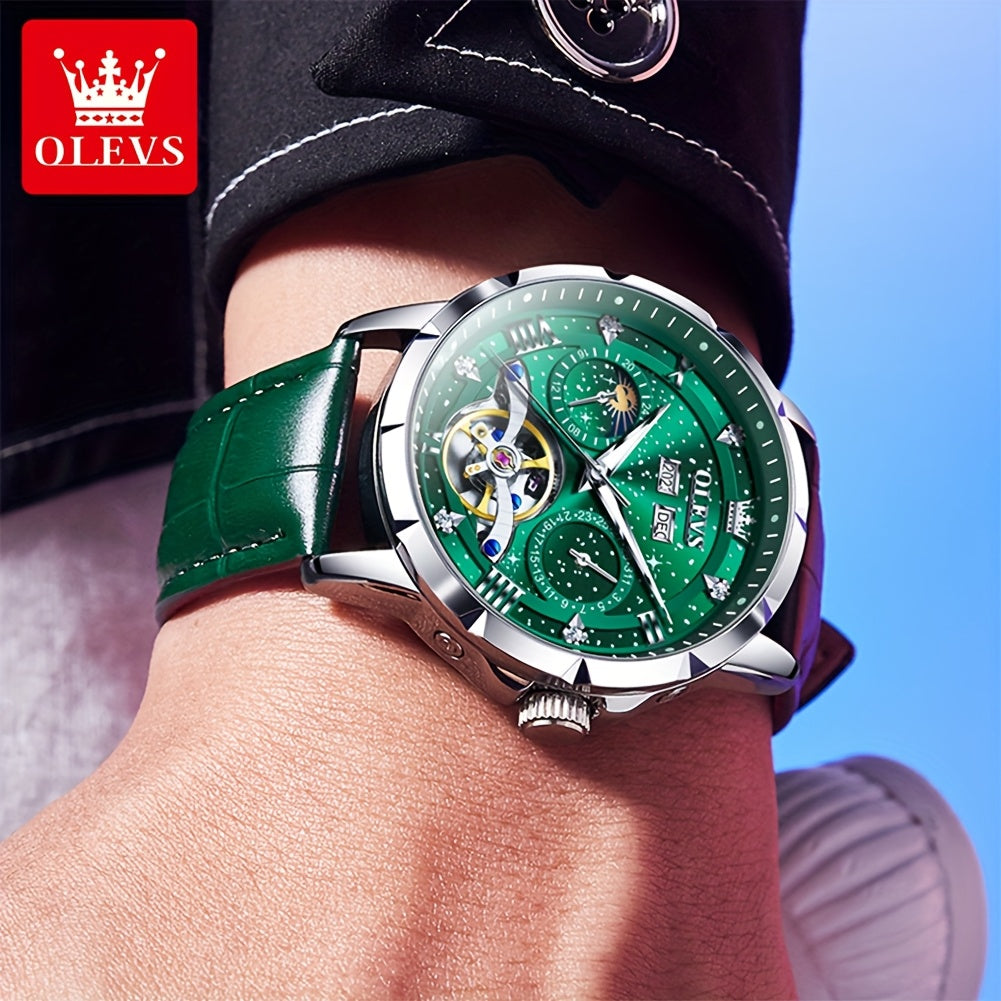 Reloj mecánico automático para hombres Dreamblue, pulsera de acero inoxidable, estilo clásico y luminoso, sin batería.