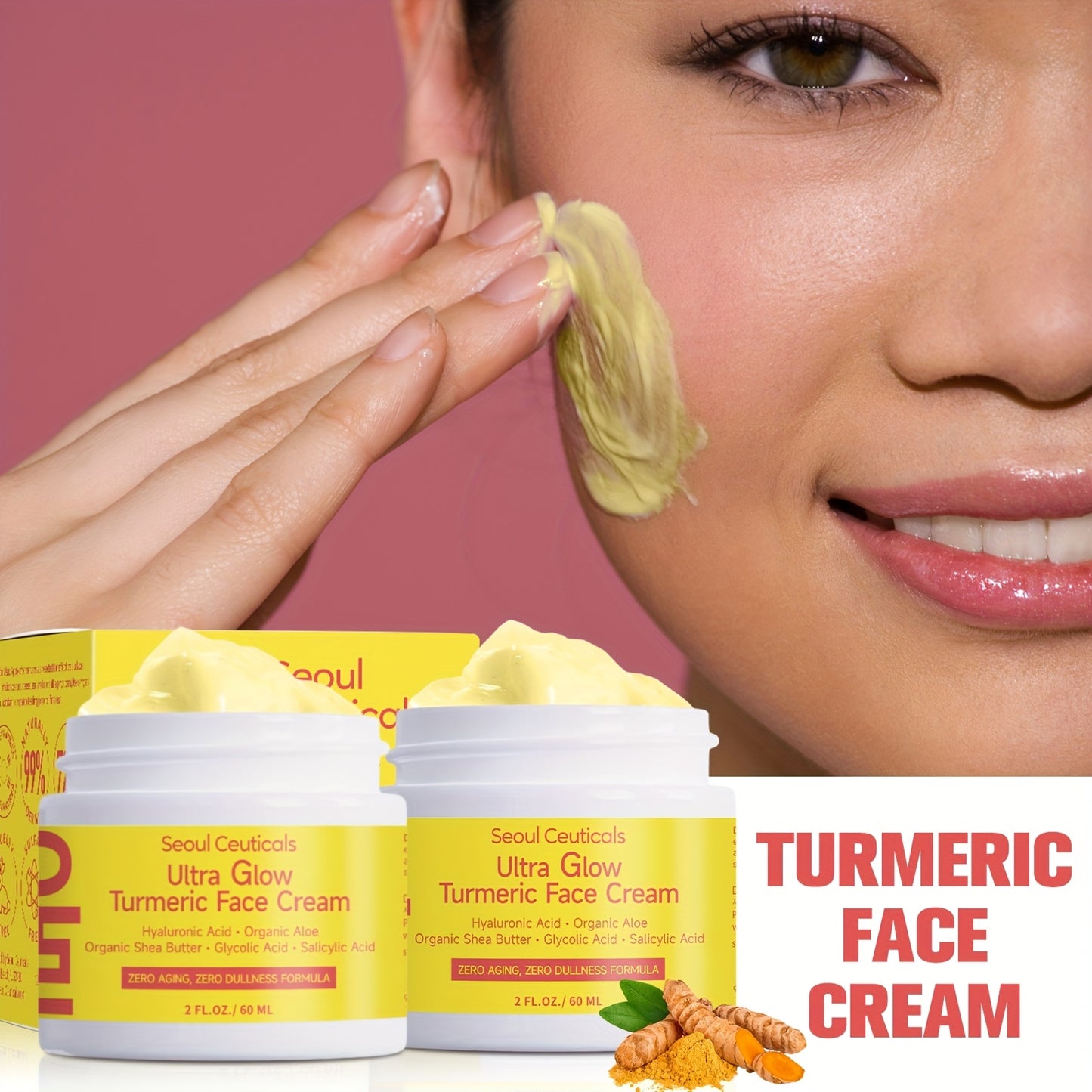 Crema facial de cúrcuma y ácido salicílico Dreamblue, hidratante profundo y control del aceite, con aloe vera y extracto de Ganoderma.