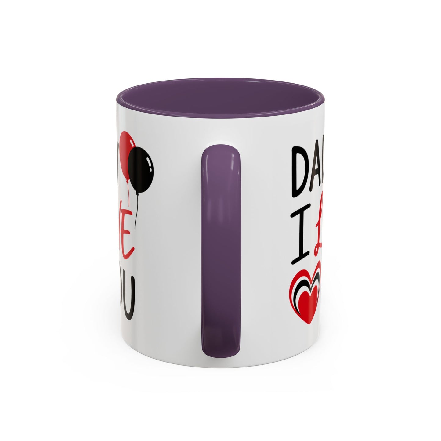 Taza de café Printify "Daddy I Love You" con mensaje romántico, 11 oz, cerámica para Día del Padre, vista frontal.