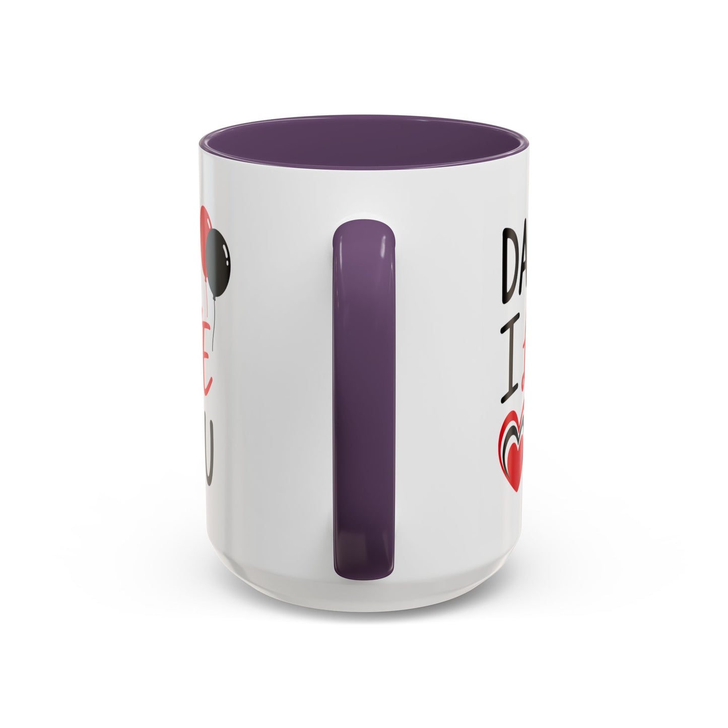 Taza de café Printify "Daddy I Love You" con mensaje, 11 oz, para el Día del Padre, vista frontal con diseño en cerámica blanca