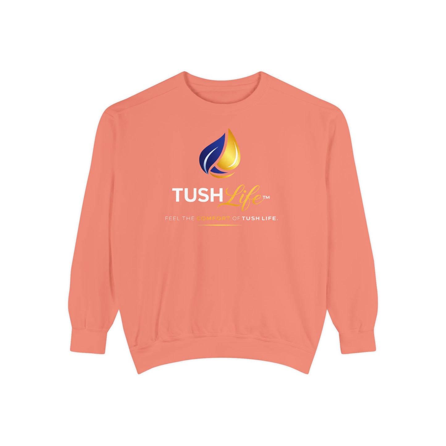 Sudadera Cozy Coral de TushLife con tono acabado en coral, de tela suave y cómoda, diseñada por Printify.