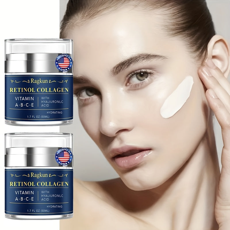 Dos frascos de crema hidratante con retinol día y noche de Dreamblue, para cuidado diario de piel para hombres y mujeres