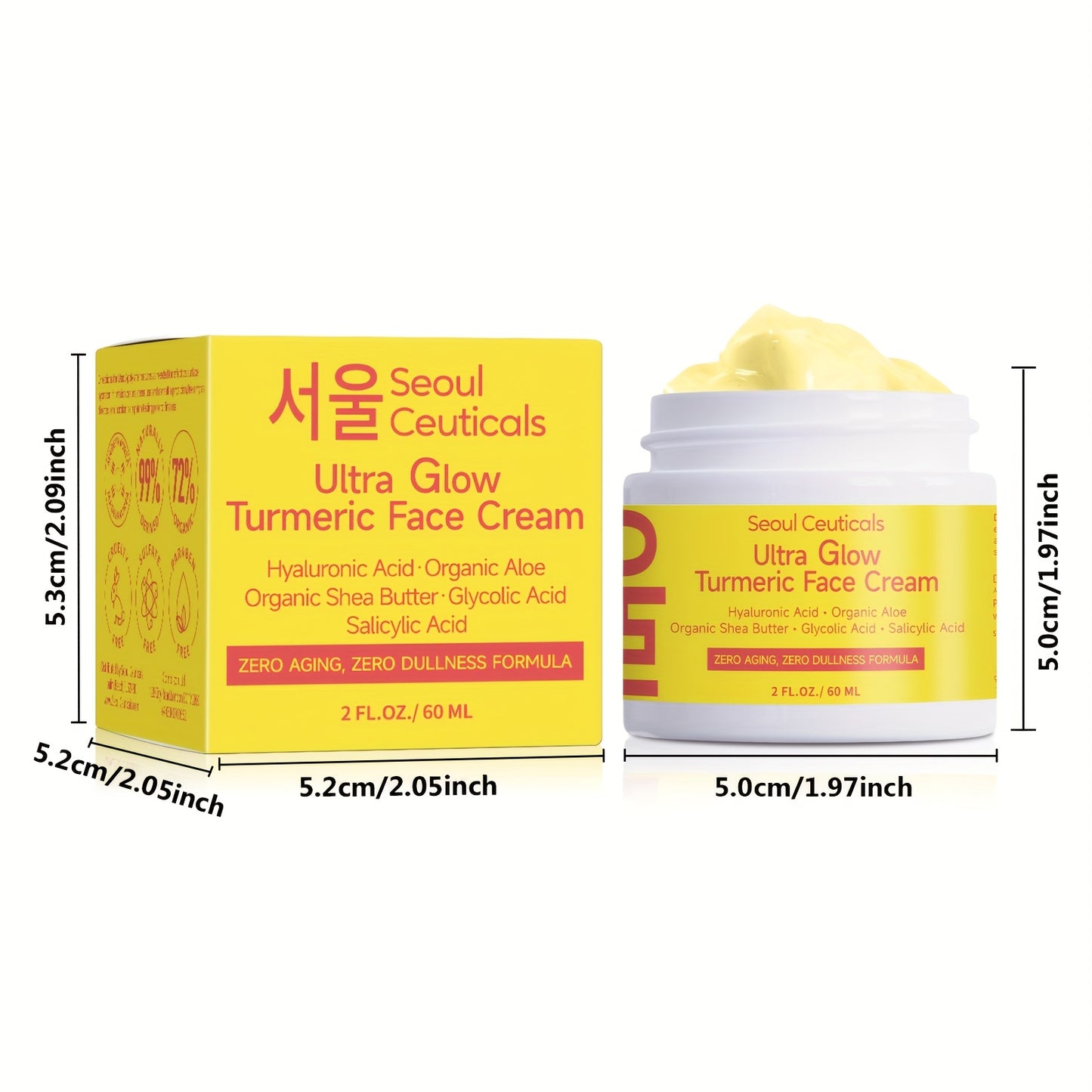 Crema facial de cúrcuma y ácido salicílico Dreamblue, hidratante profundo, control de grasa, aloe vera y extracto de ganoderma, 2.03 oz.