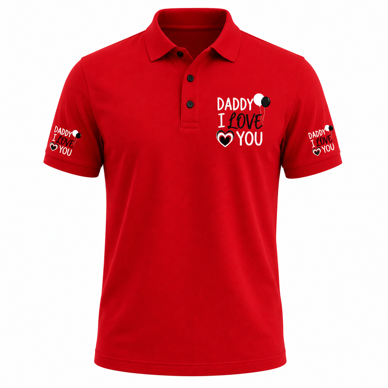Camisa polo bordada con mensaje "Daddy I Love You" de Printify, camiseta de estilo casual y cómoda con diseño en el pecho.