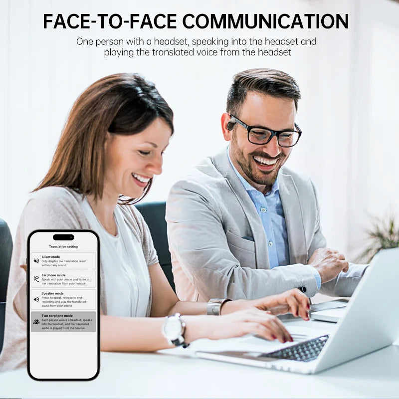 Auriculares inalámbricos RJ-Solutions JM16 Premium AI Translator con diseño compacto, ideales para traducción en tiempo real y uso offline