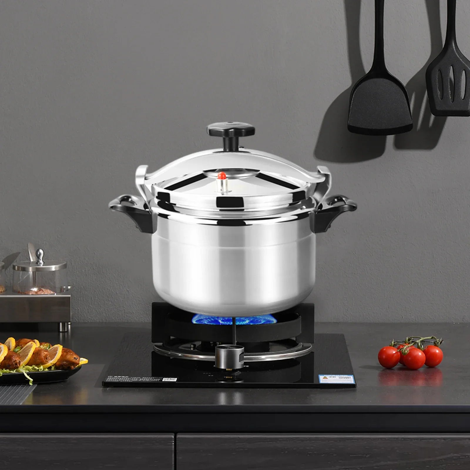 Olla a presión de aluminio Dreamblue, 3L, con tapa redonda, sello de silicona y válvula de seguridad para alta presión.