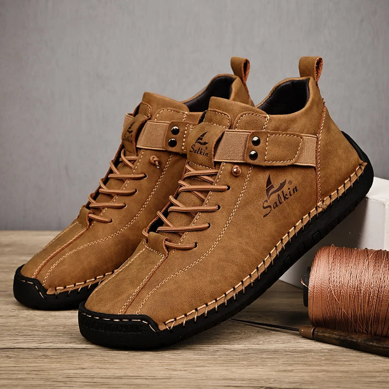 Zapatos de cuero casuales para hombre Dreamblue, diseño artesanal 2024, con suela transpirable y estilo botín para exteriores.