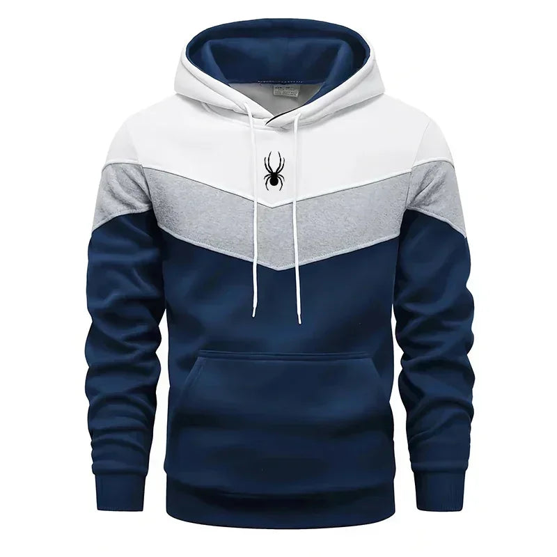 Sudadera casual para hombre de color tricolor, con capucha y estilo deportivo, ideal para jogging y uso diario.