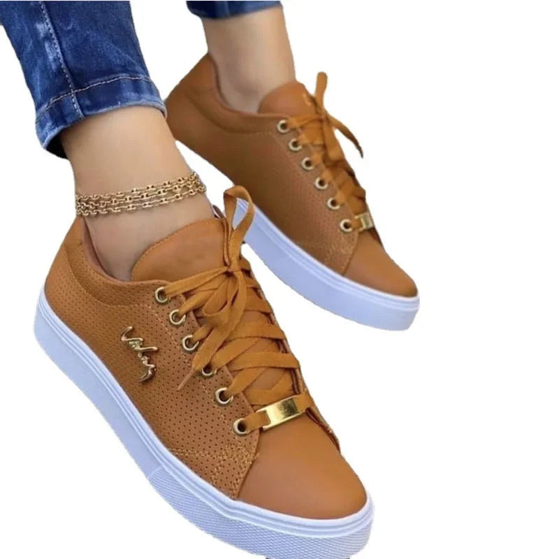 Zapatillas casuales para mujer Dreamblue, zapatos vulcanizados, planas, con cordones, ideales para caminar y deporte, talla 43.