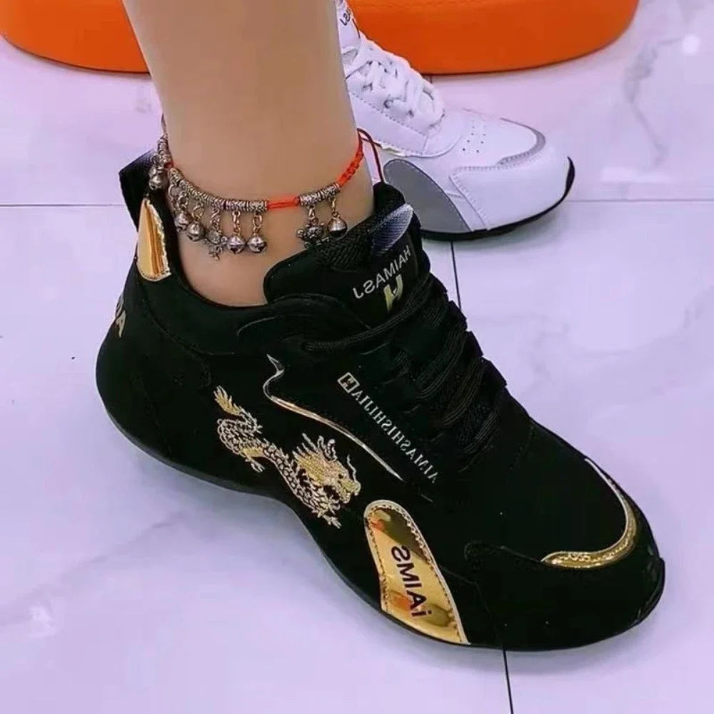 Zapatillas de mujer Dreamblue, sneakers de cuero impermeables y transpirables, con suela antideslizante y plataforma ligera para verano.