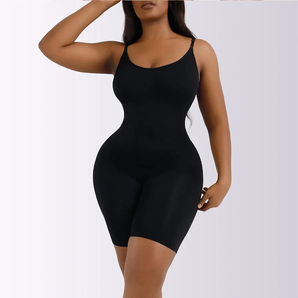 Cuerpo completo de faja moldeadora para mujer, sin costuras y control de abdomen, en color negro, de la marca Dreamblue.