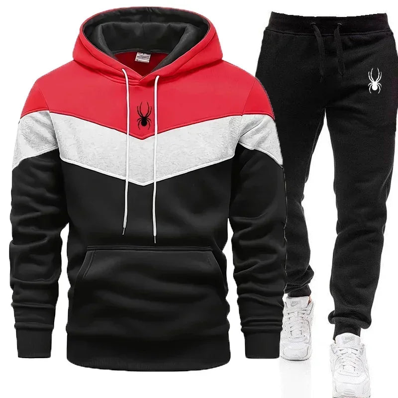 Sudadera deportiva para hombre de color tricolor, con capucha y estilo casual, ideal para entrenamiento y uso diario.