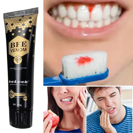 Pasta de dientes Dreamblue con veneno de abeja, blanquea y limpia profundamente, protege encías y refresca el aliento.