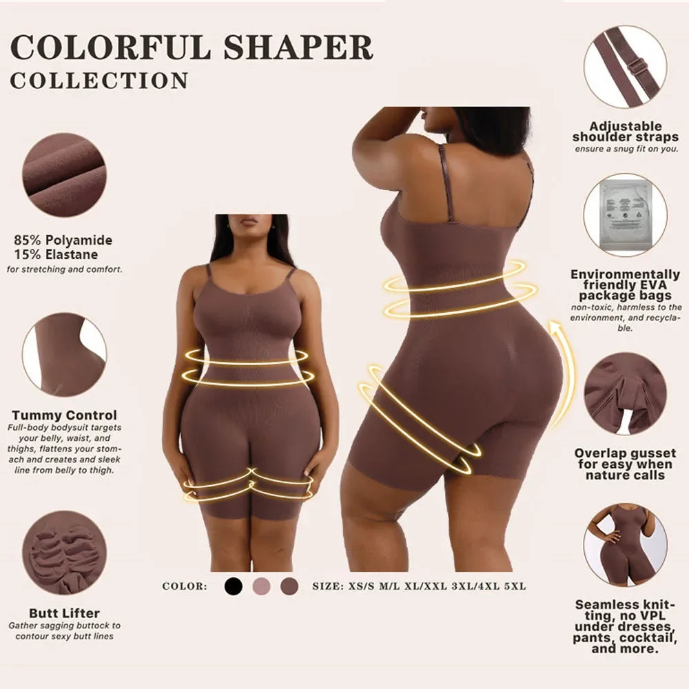 Body shaper de mujer de cintura firme y sin costuras, traje moldeador para control de abdomen y figura ajustada.