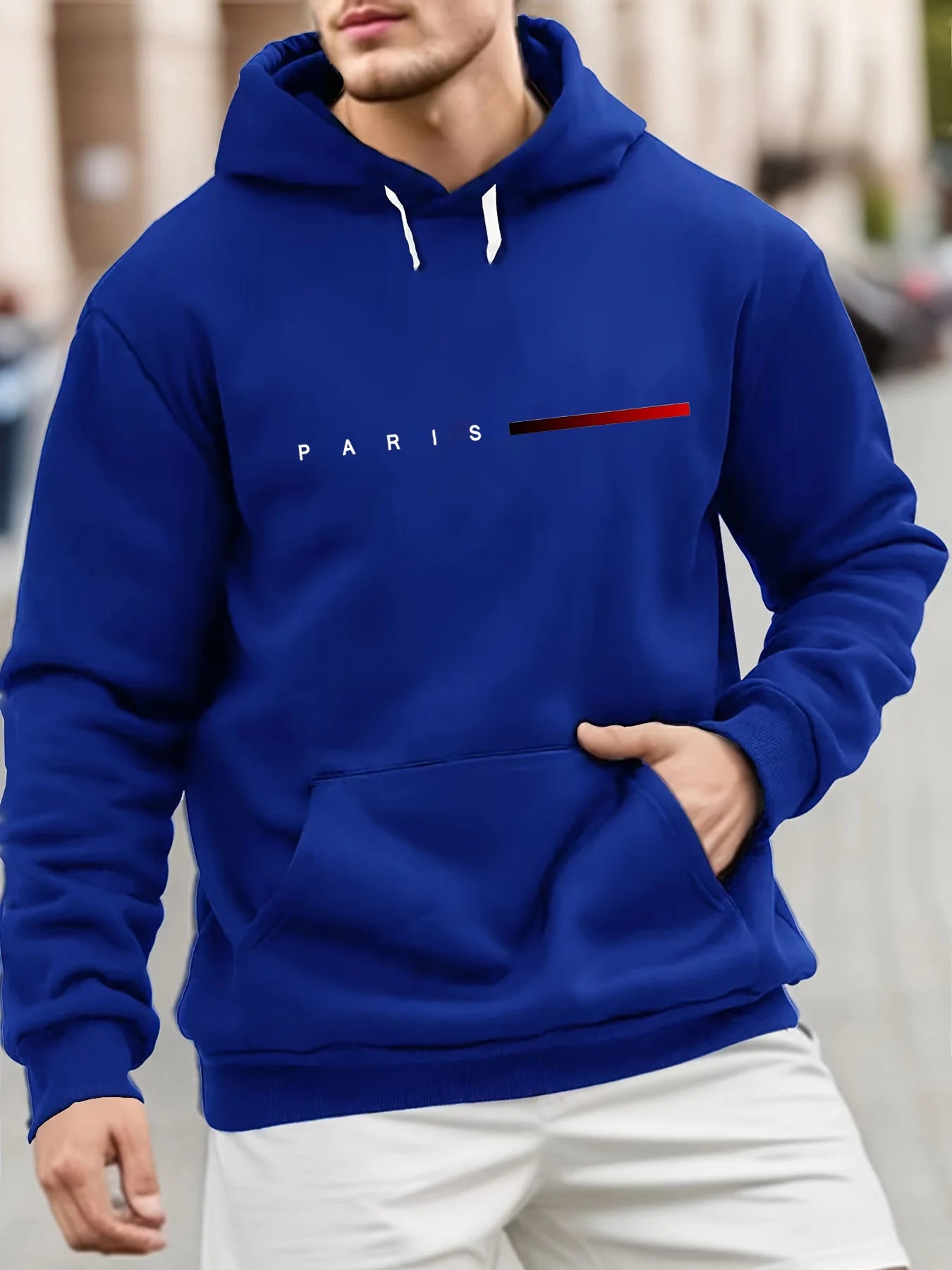 Sudadera con capucha para hombre de otoño e invierno, de felpa cálida, con letras París y estilo casual de Dreamblue store