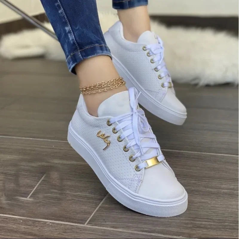 Zapatos vulcanizados para mujer Dreamblue 2024, zapatillas casuales planas con cordones para caminar y deporte, talla 43.