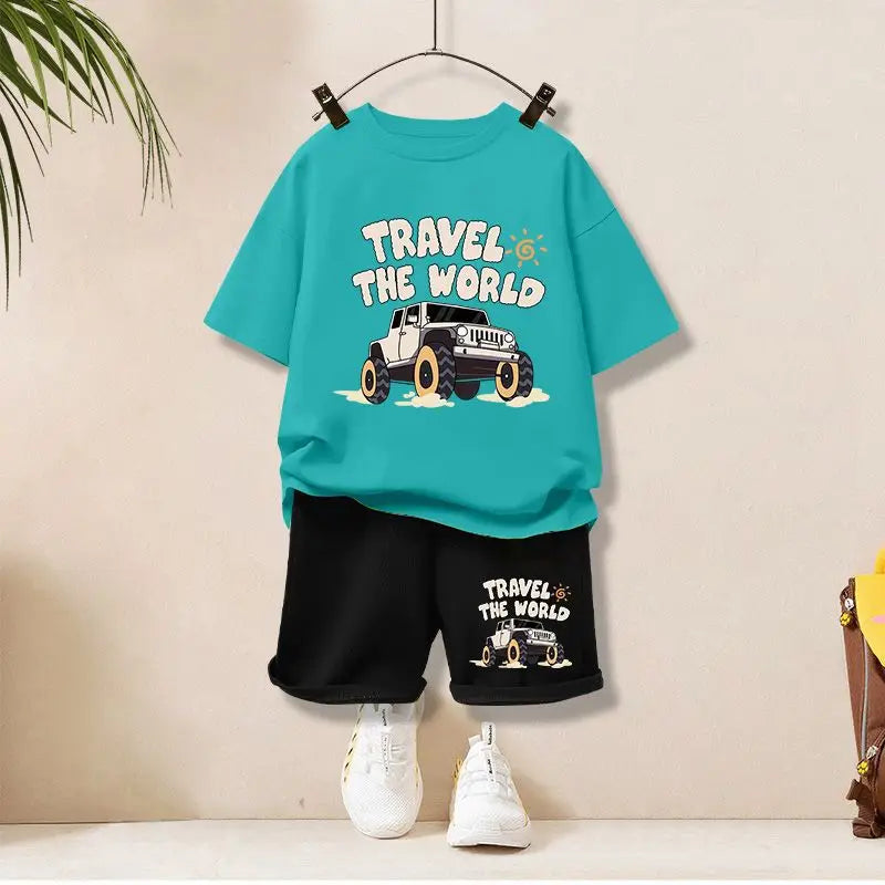 Conjunto de ropa de verano para bebé niño y niña, camiseta con dibujos y pantalones cortos de la marca Dreamblue, ropa infantil ligera.