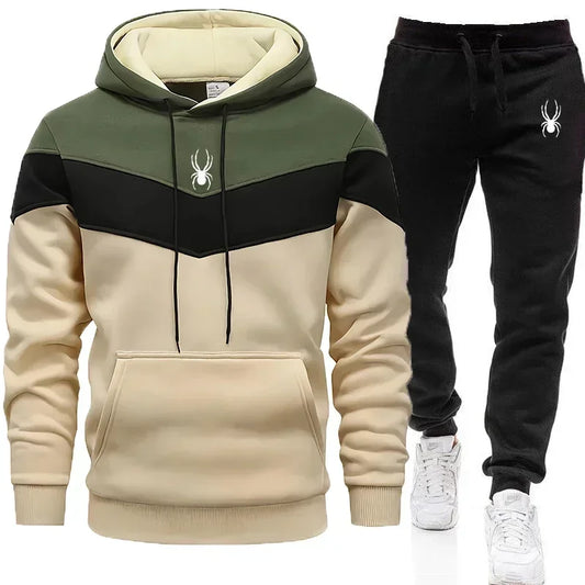 Sudadera casual para hombres de color tricolor, con capucha y diseño deportivo, ideal para jogging y uso diario.