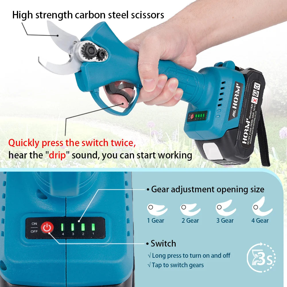 Tijeras eléctricas sin escobillas Dreamblue para poda de ramas, con batería Makita 18V, cortadora de 10-30mm y 700W.