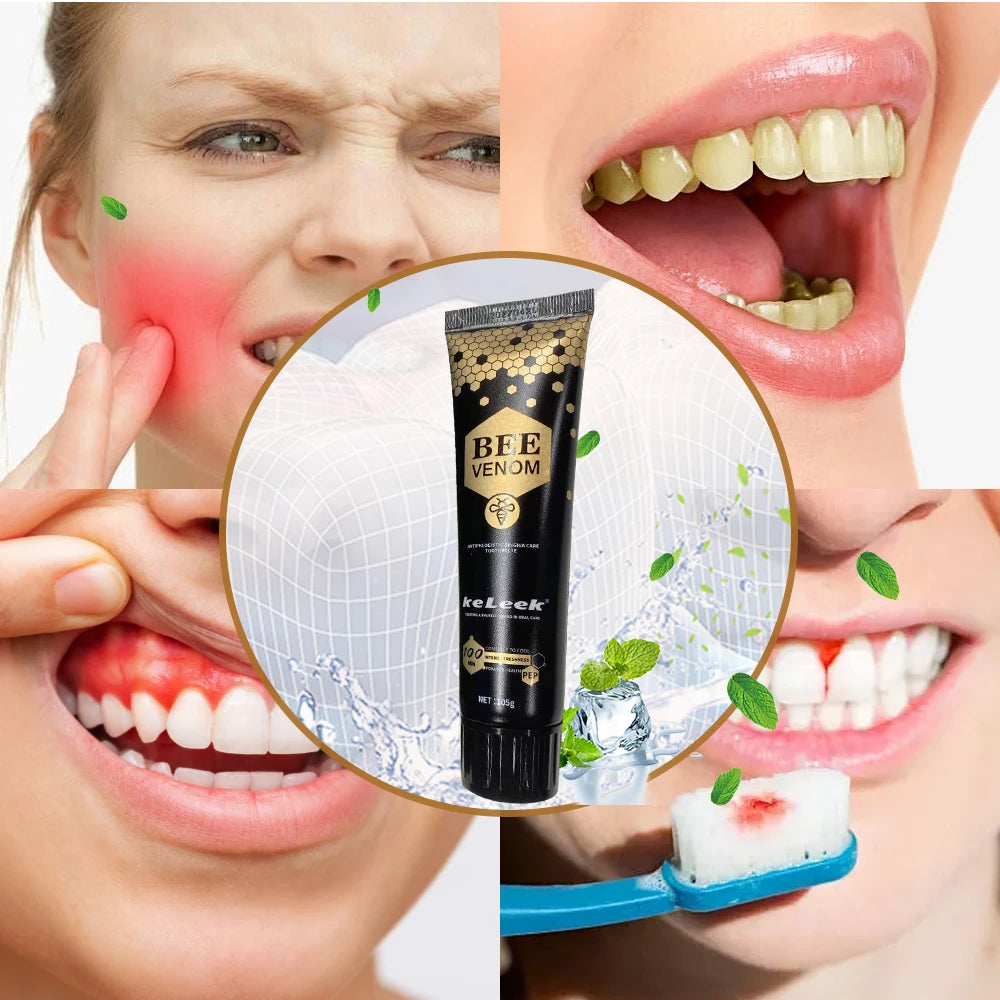 Pasta de dientes Dreamblue con veneno de abeja, limpieza profunda, blanqueamiento y frescura para cuidado bucal adulto.