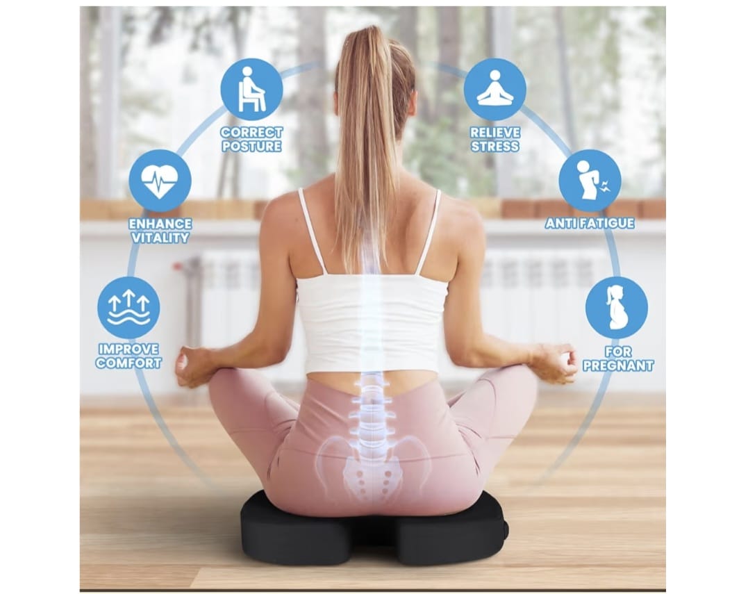 Almohadilla ergonómica TushLife de espuma con memoria para cojín de asiento, soporte coccyx, antideslizante, para oficina y alivio del dolor