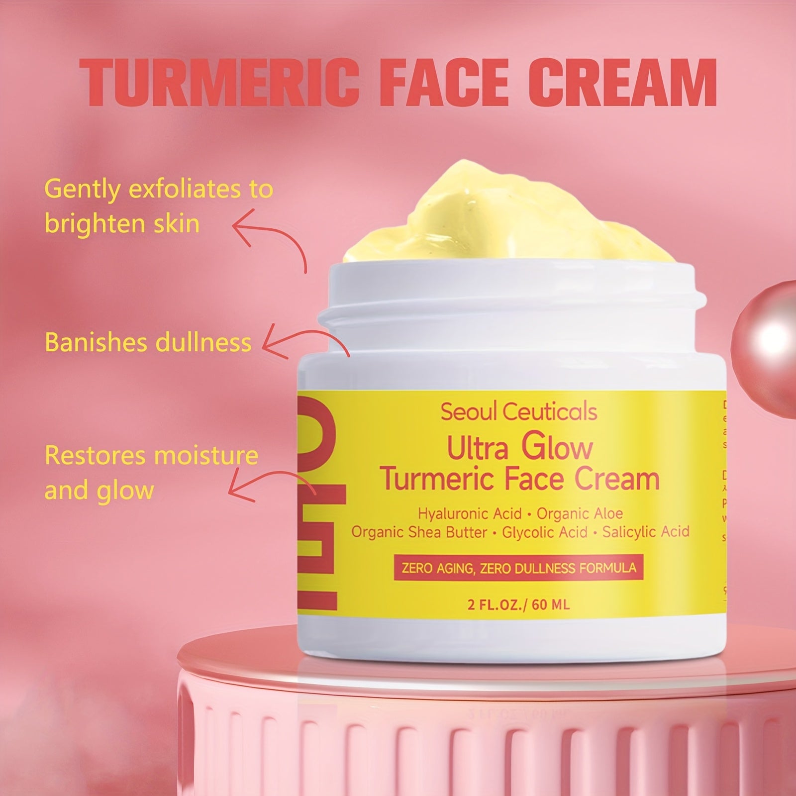 Crema facial de cúrcuma y ácido salicílico Dreamblue, hidratante profundo y control de grasa con aloe vera y extracto de ganoderma.