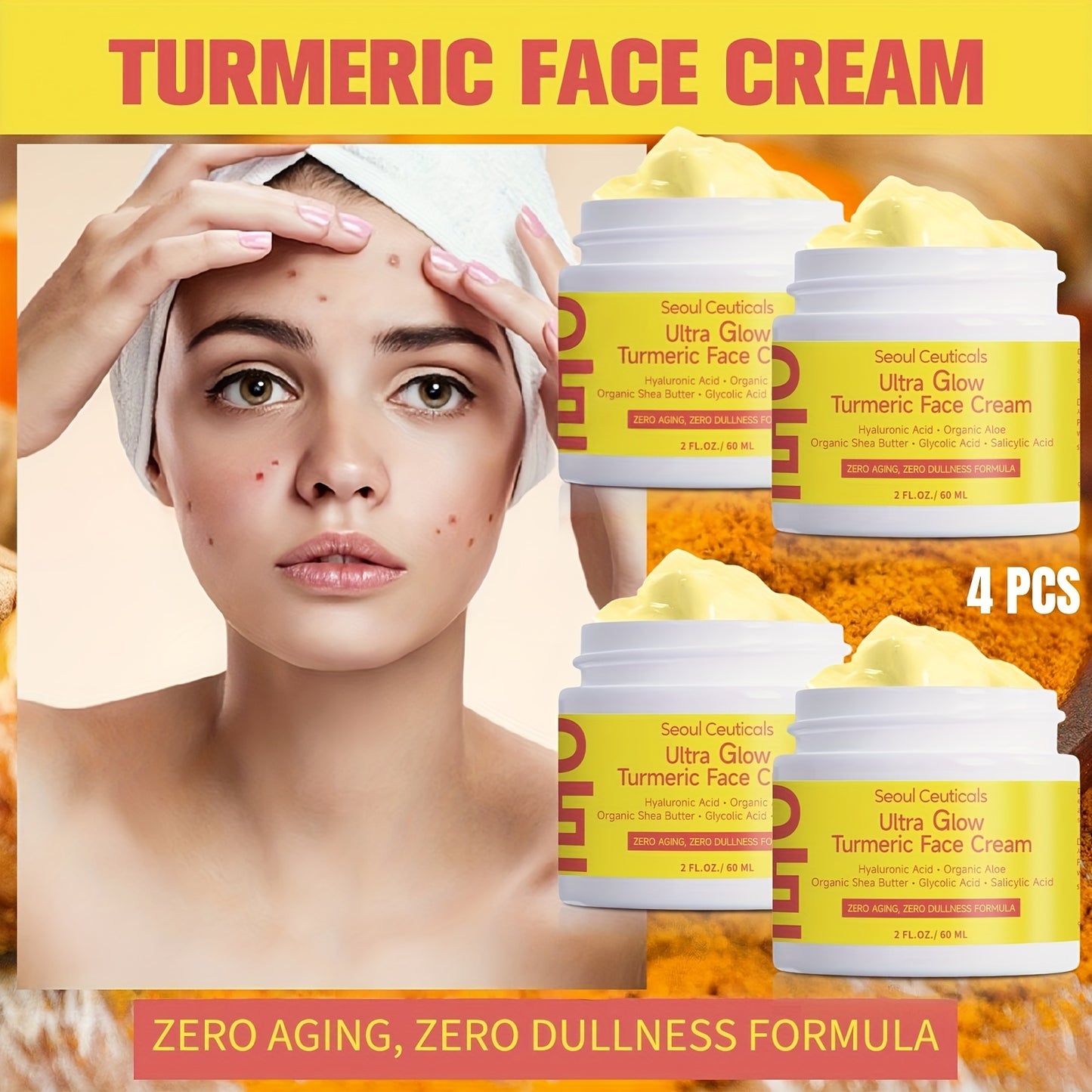 Crema facial de cúrcuma y ácido salicílico Dreamblue, hidratante profundo y control de grasa con aloe vera y extracto de ganoderma.
