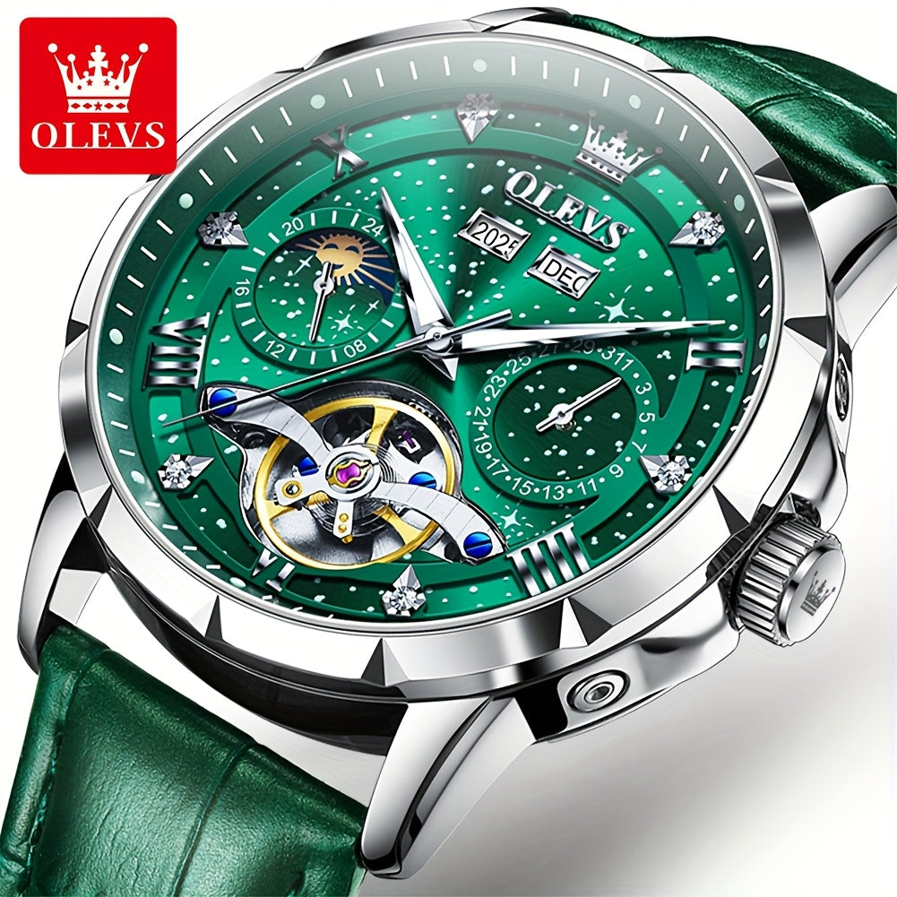 Reloj mecánico automático para hombre Dreamblue, pulsera de acero inoxidable, estilo clásico y luminoso, sin batería.