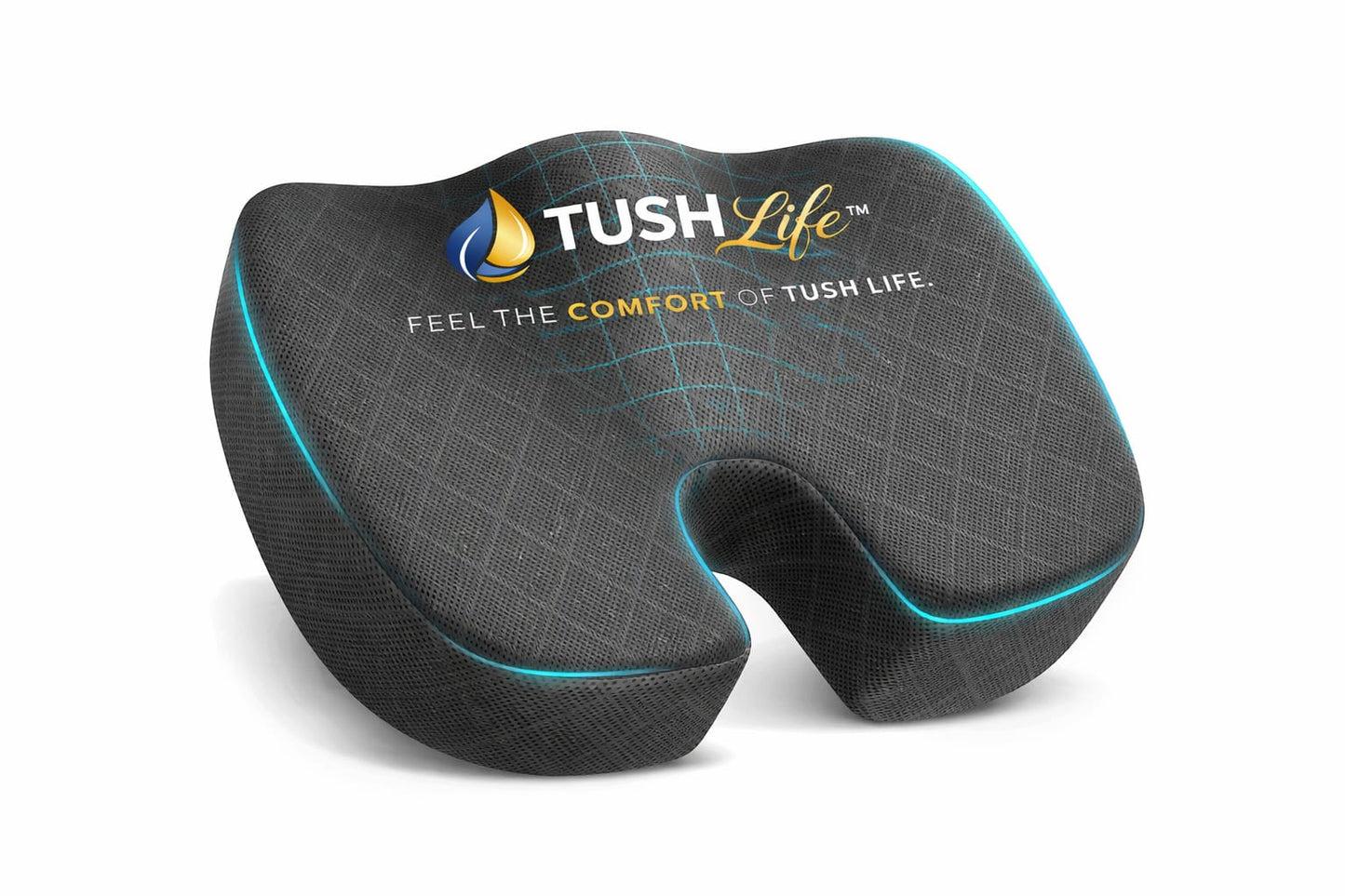 Almohadilla ergonómica de espuma de memoria TushLife para soporte de cóccix en silla de oficina, antideslizante y cómoda para todo el día.