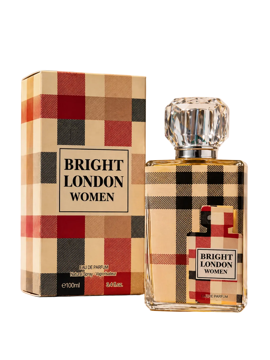 Mujer elegante con vestido brillante y accesorios en un estilo sofisticado, luciendo la colección Bright London Women de RJ-Solutions.